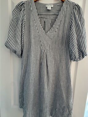 Cynthia Rowley Grey and White Striped Midi Dress